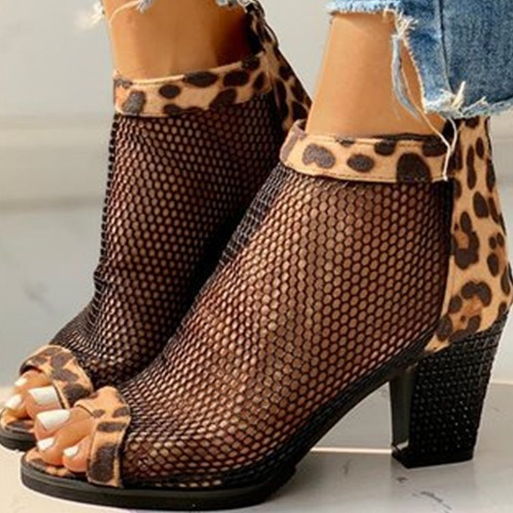 Mesh Peep-Toe Boots