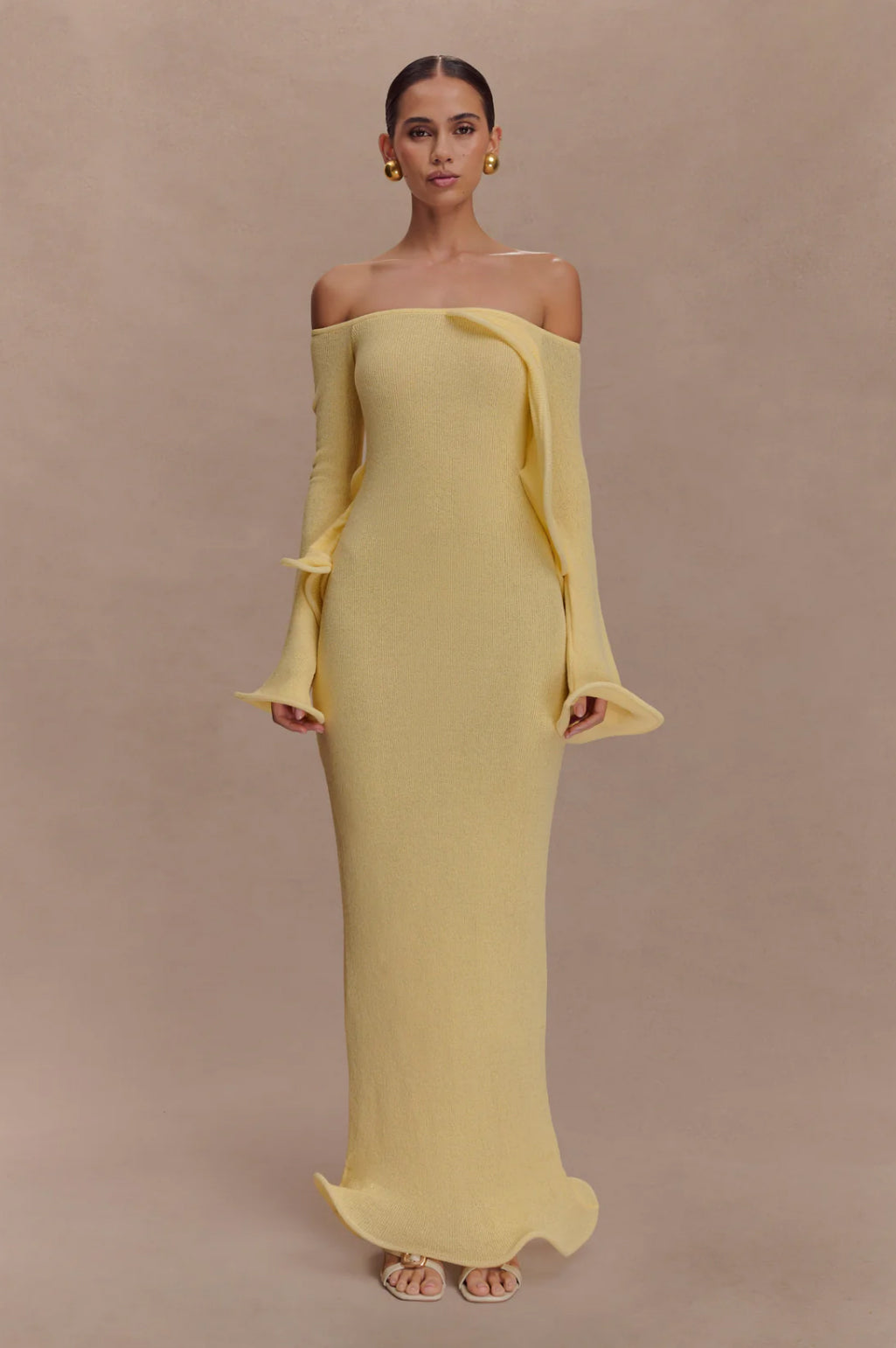 Off Shoulder Knit Maxi Dress