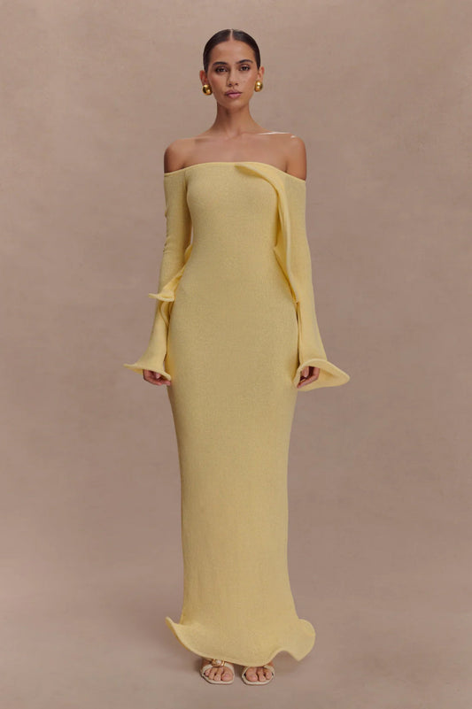 Off Shoulder Knit Maxi Dress